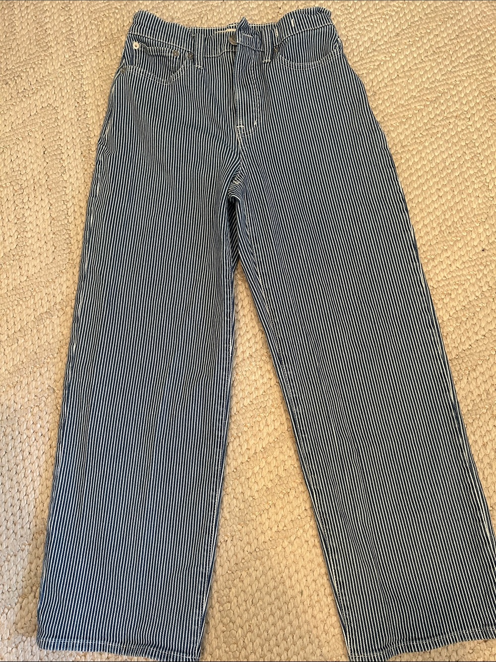 Madewell Blue & White Striped Denim Jeans